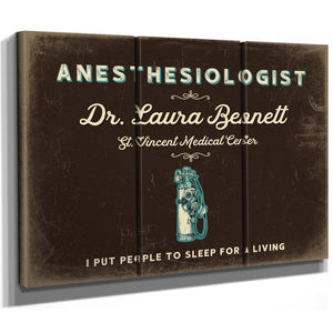 Personalized Anesthesiologist Sign, I Put People to Sleep for a Living, Espresso & Turquoise, image 14