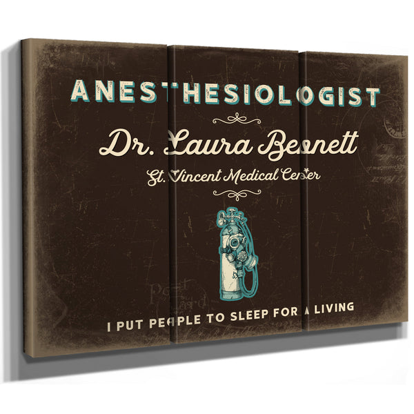Personalized Anesthesiologist Sign, I Put People to Sleep for a Living, Espresso & Turquoise, image 14