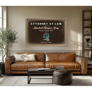 Personalized Attorney at Law Sign, I Rest My Case, Espresso & Turquoise, image 3