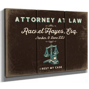 Personalized Attorney at Law Sign, I Rest My Case, Espresso & Turquoise, image 14