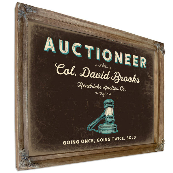 Personalized Auctioneer Sign, Going Once, Going Twice, Sold, Espresso & Turquoise, image 6
