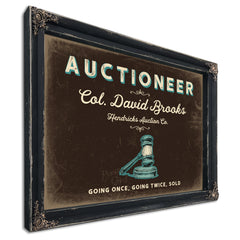 Personalized Auctioneer Sign, Going Once, Going Twice, Sold, Espresso & Turquoise, image 1