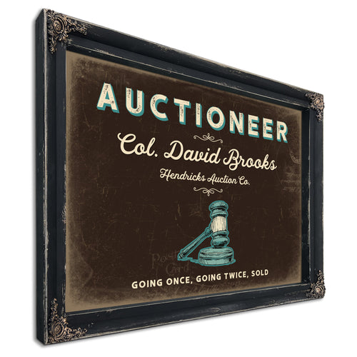 Personalized Auctioneer Sign, Going Once, Going Twice, Sold, Espresso & Turquoise, image 1