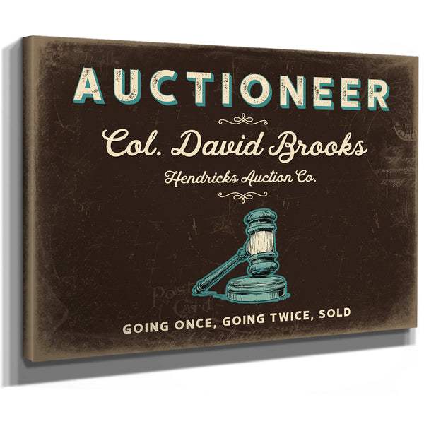 Personalized Auctioneer Sign, Going Once, Going Twice, Sold, Espresso & Turquoise, image 8