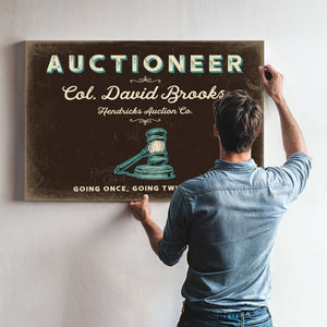 Personalized Auctioneer Sign, Going Once, Going Twice, Sold, Espresso & Turquoise, image 9