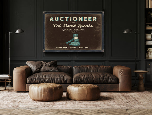 Personalized Auctioneer Sign, Going Once, Going Twice, Sold, Espresso & Turquoise, image 17