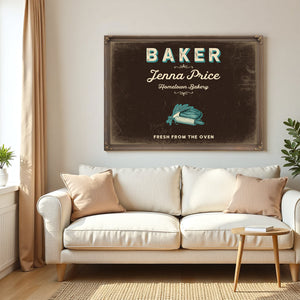 Personalized Baker Sign, Fresh From the Oven, Espresso & Turquoise, image 5