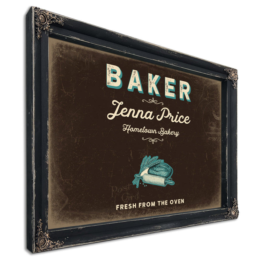 Personalized Baker Sign, Fresh From the Oven, Espresso & Turquoise, image 1