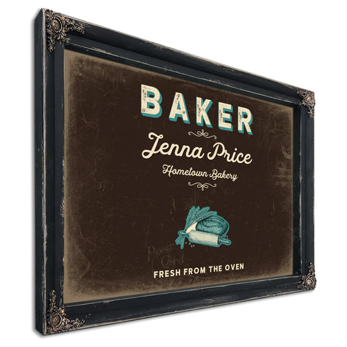 Personalized Baker Sign, Fresh From the Oven, Espresso & Turquoise, image 1