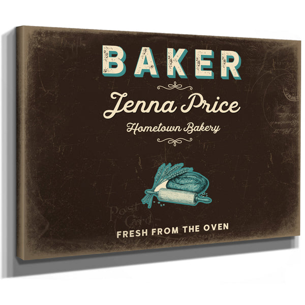 Personalized Baker Sign, Fresh From the Oven, Espresso & Turquoise, image 8