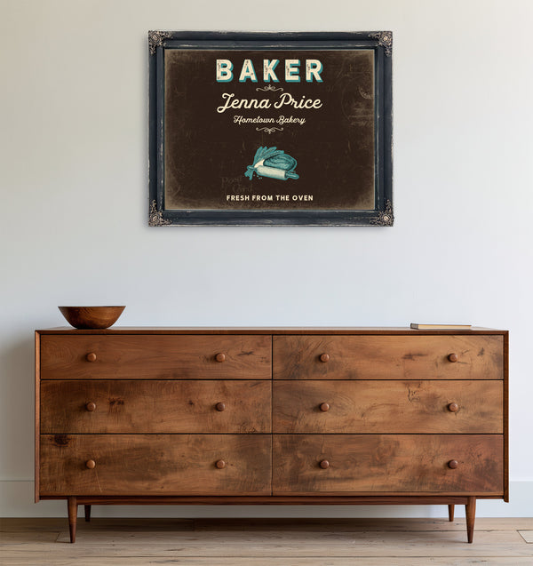 Personalized Baker Sign, Fresh From the Oven, Espresso & Turquoise, image 19