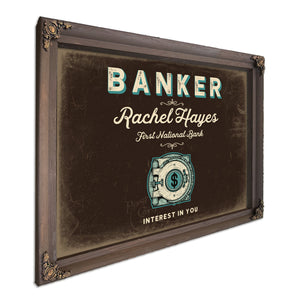 Personalized Banker Sign, Interest in You, Espresso & Turquoise, image 7