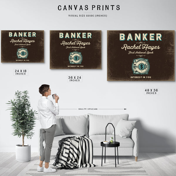 Personalized Banker Sign, Interest in You, Espresso & Turquoise, image 10