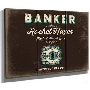 Personalized Banker Sign, Interest in You, Espresso & Turquoise, image 14