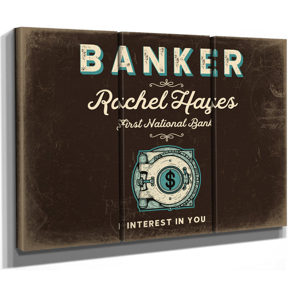 Personalized Banker Sign, Interest in You, Espresso & Turquoise, image 14