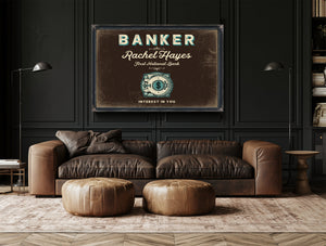Personalized Banker Sign, Interest in You, Espresso & Turquoise, image 17