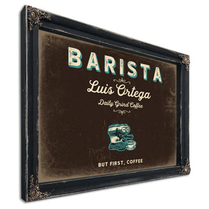 Personalized Barista Sign, But First, Coffee, Espresso & Turquoise, image 1