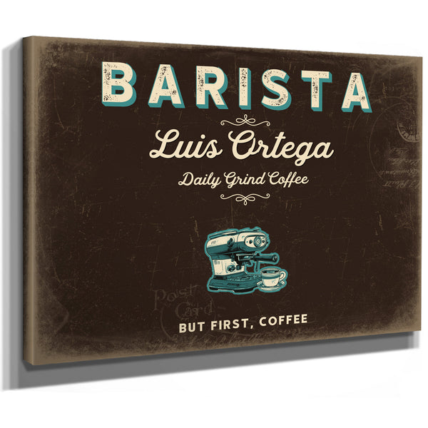 Personalized Barista Sign, But First, Coffee, Espresso & Turquoise, image 8