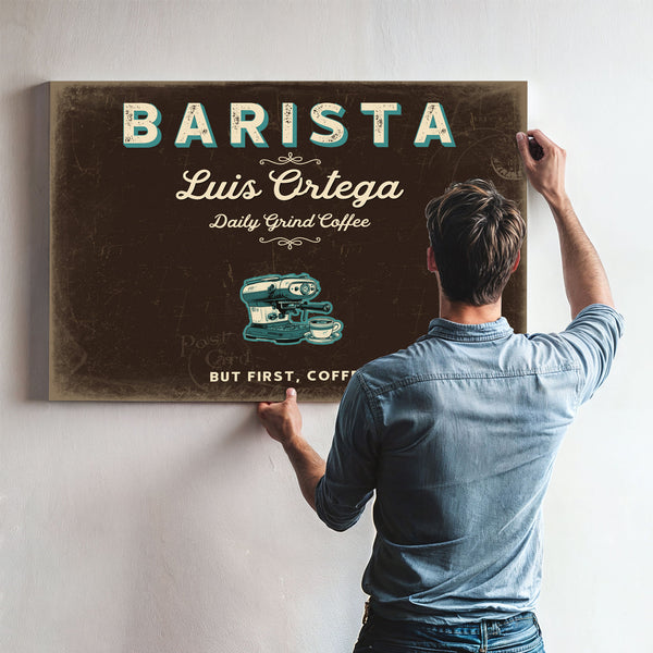 Personalized Barista Sign, But First, Coffee, Espresso & Turquoise, image 9