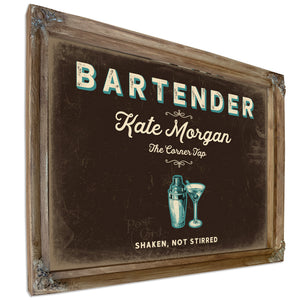 Personalized Bartender Sign, Shaken, Not Stirred, Espresso & Turquoise, image 6