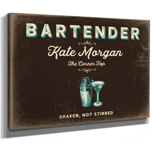 Personalized Bartender Sign, Shaken, Not Stirred, Espresso & Turquoise, image 8