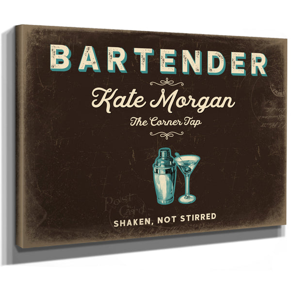 Personalized Bartender Sign, Shaken, Not Stirred, Espresso & Turquoise, image 8