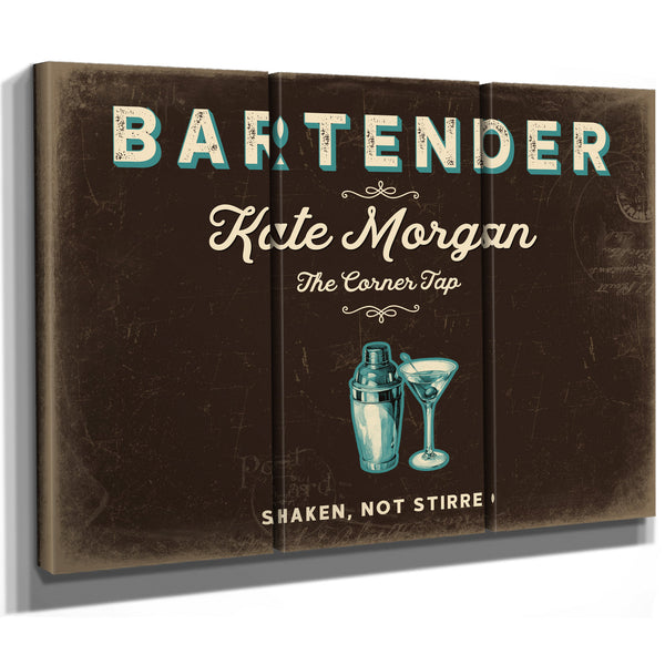 Personalized Bartender Sign, Shaken, Not Stirred, Espresso & Turquoise, image 14