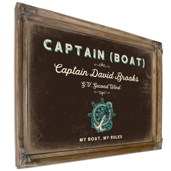 Personalized Boat Captain Sign, My Boat, My Rules, Espresso & Turquoise, image 6