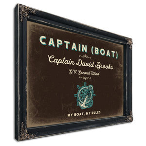 Personalized Boat Captain Sign, My Boat, My Rules, Espresso & Turquoise, image 1