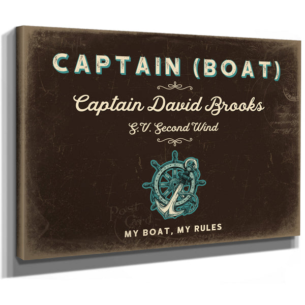 Personalized Boat Captain Sign, My Boat, My Rules, Espresso & Turquoise, image 8