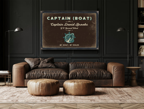 Personalized Boat Captain Sign, My Boat, My Rules, Espresso & Turquoise, image 17