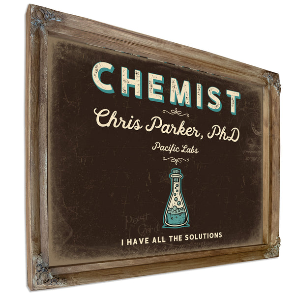 Personalized Chemist Sign, I Have All the Solutions, Espresso & Turquoise, image 6