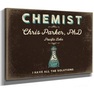 Personalized Chemist Sign, I Have All the Solutions, Espresso & Turquoise, image 8