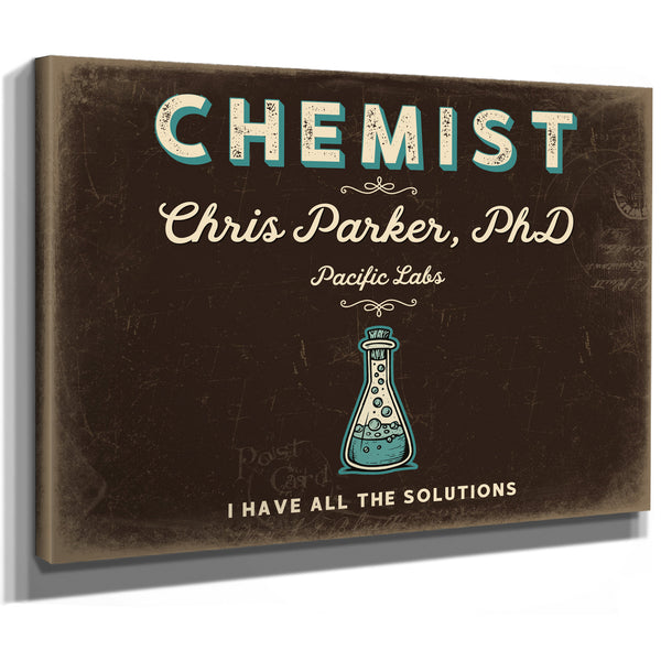Personalized Chemist Sign, I Have All the Solutions, Espresso & Turquoise, image 8
