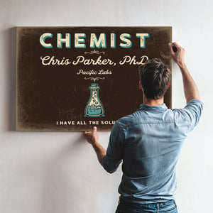 Personalized Chemist Sign, I Have All the Solutions, Espresso & Turquoise, image 9