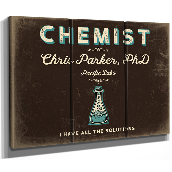 Personalized Chemist Sign, I Have All the Solutions, Espresso & Turquoise, image 14