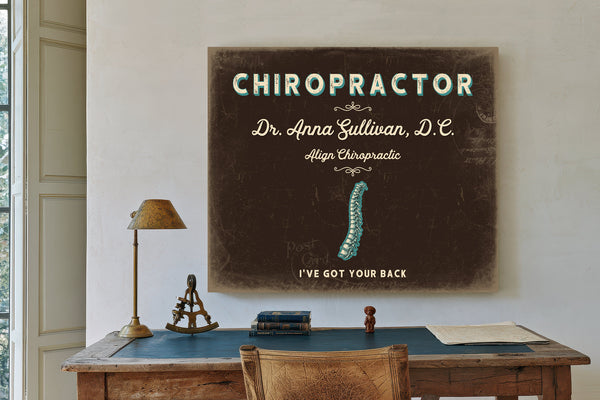 Personalized Chiropractor Sign, I've Got Your Back, Espresso & Turquoise, image 2