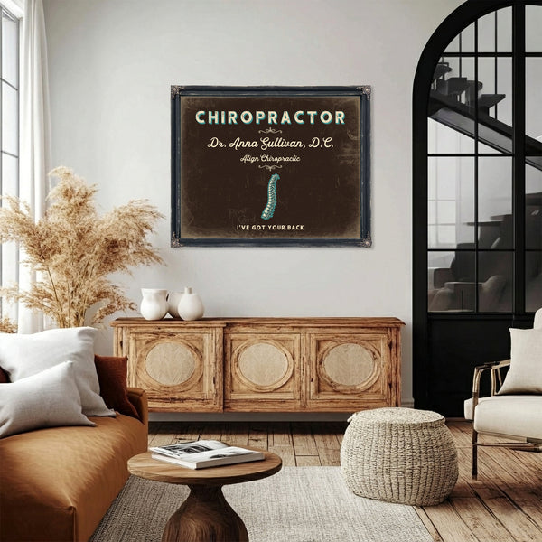Personalized Chiropractor Sign, I've Got Your Back, Espresso & Turquoise, image 4