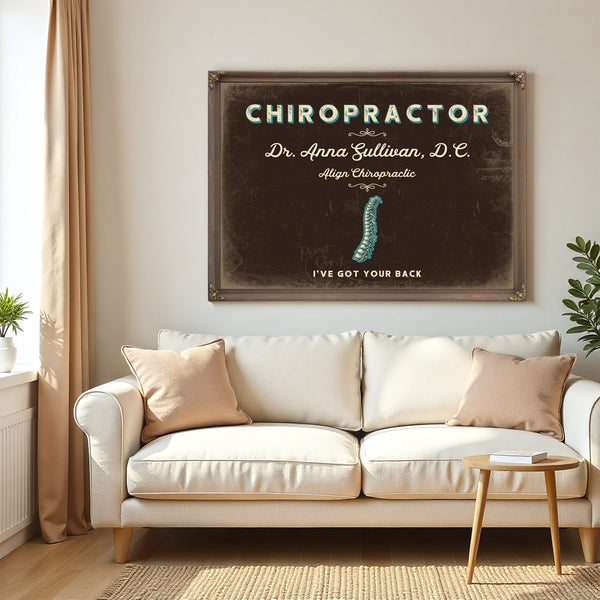 Personalized Chiropractor Sign, I've Got Your Back, Espresso & Turquoise, image 5