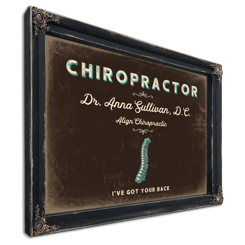 Personalized Chiropractor Sign, I've Got Your Back, Espresso & Turquoise, image 1