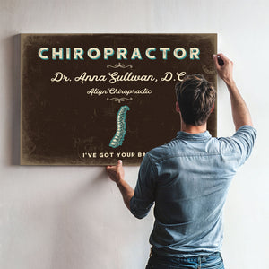 Personalized Chiropractor Sign, I've Got Your Back, Espresso & Turquoise, image 9