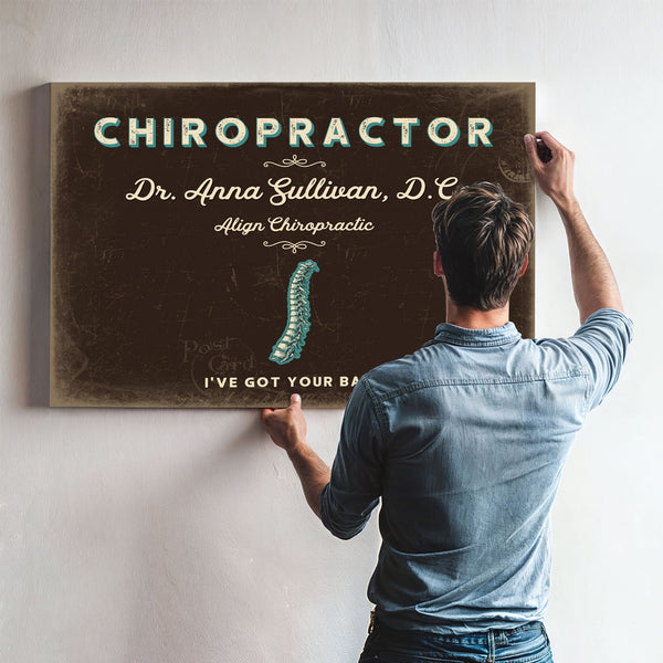Personalized Chiropractor Sign, I've Got Your Back, Espresso & Turquoise, image 9