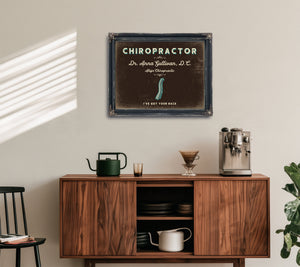 Personalized Chiropractor Sign, I've Got Your Back, Espresso & Turquoise, image 15