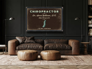 Personalized Chiropractor Sign, I've Got Your Back, Espresso & Turquoise, image 17