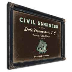 Personalized Civil Engineer Sign, Building Bridges, Espresso & Turquoise, image 1