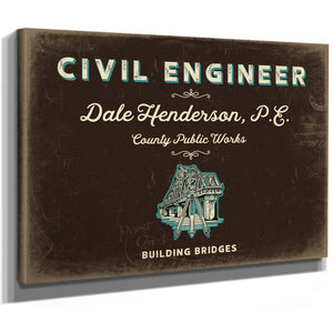 Personalized Civil Engineer Sign, Building Bridges, Espresso & Turquoise, image 8