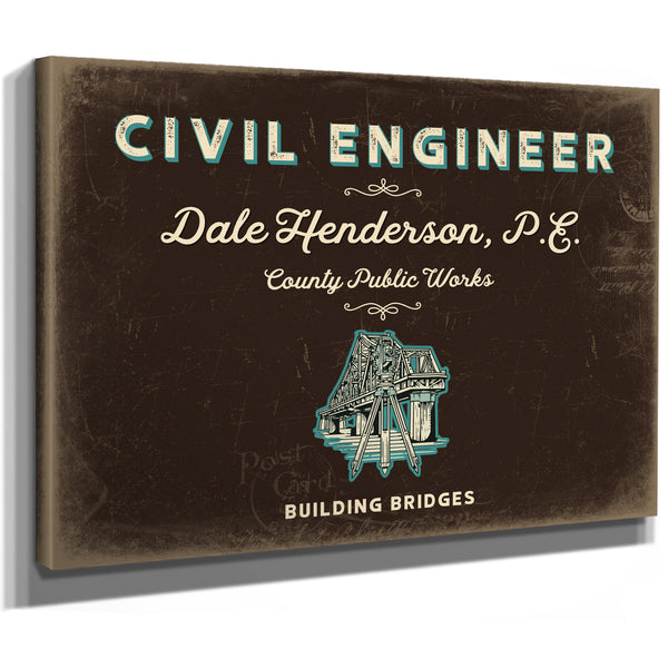 Personalized Civil Engineer Sign, Building Bridges, Espresso & Turquoise, image 8