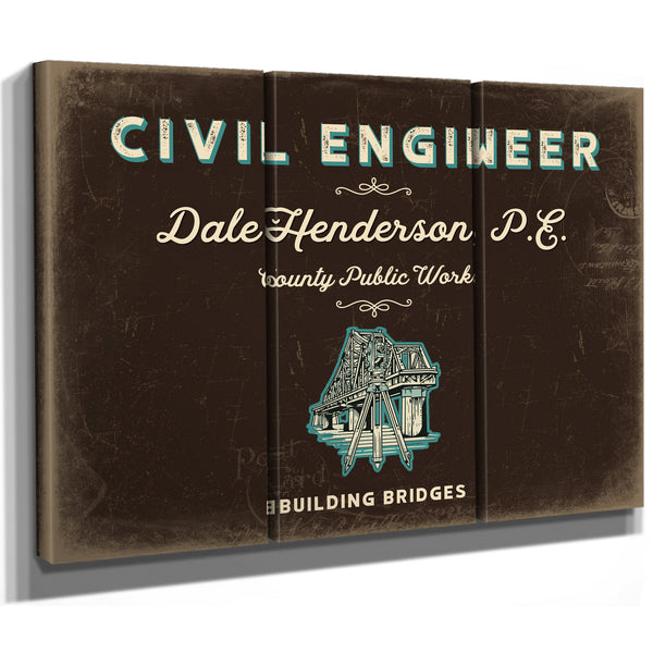 Personalized Civil Engineer Sign, Building Bridges, Espresso & Turquoise, image 14