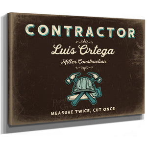 Personalized Contractor Sign, Measure Twice, Cut Once, Espresso & Turquoise, image 8