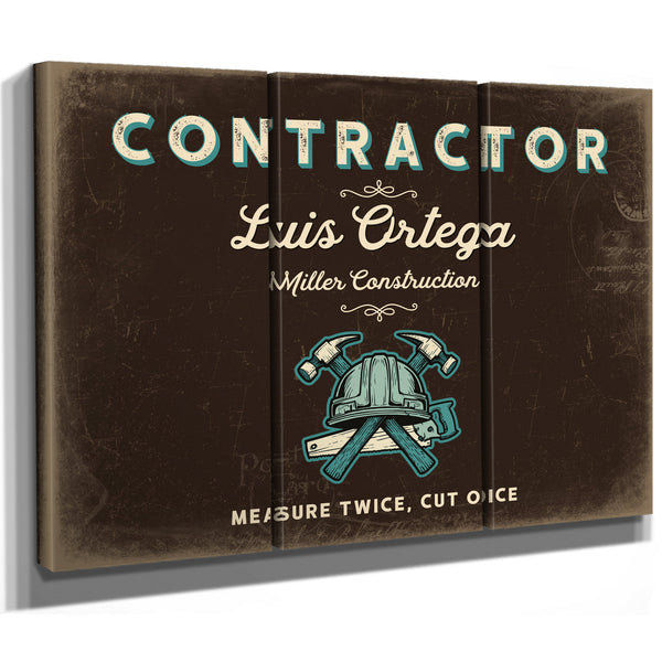 Personalized Contractor Sign, Measure Twice, Cut Once, Espresso & Turquoise, image 14